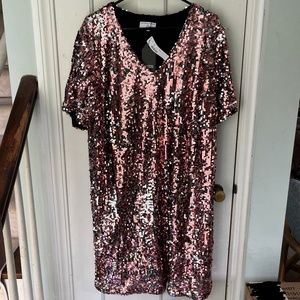 J. Crew - Universal Standard Sequin V-Neck T-Shirt Dress